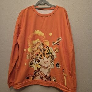 Orange Graphic Sweatshirt